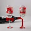 Польза для вечеринки, 1 пара/лот, красные кружевные хрустальные свадебные бокалы для свадебного душа, подарок для шампанского, набор бокалов для тостов с бантом, чашка для вина