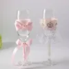 Party Favor Est 1 Pair Pink Bowknot Wedding Wine Cup Bridal Shower Gift Champagne Toasting Glasses Set