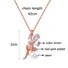 Pendentif Colliers LEEKER tendance cubique zircone perles ange fille chaînes avec pendentifs couleur or Rose collier pour femmes bijoux LK3