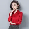 Werkblouses Designer Effen zijden blouse met lange mouwen Casual Dames Eenvoudige mode Formeel Overhemden met knopen 2023 Herfst Winter Kantoor Dames Elegant Revers Runway Tops