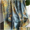 Foulards Foulards Luxe Satin Imprimer Bandannas Quatre Saisons Soie Mode Longue 180x90cm Serviette De Plage 2023 Europe Et Amérique Châles Fashio Dhlec