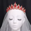 Coréen fait à la main vert rouge bleu perles de cristal couronne femmes filles mariage mariée reine diadèmes de mariée accessoires de robe de cheveux