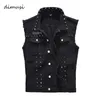 Men's Vests DIMUSI Spring Autumn Mens Vest Vintage Denim Jeans Male Black Sleeveless Jackets Men Rivet Hole Waistcoats 5XL TA338 231011