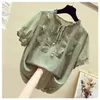 Women's Blouses Summer Chiffon Shirt Round Neck Lace Blouse Short Sleeve Loose Design Sense Of Beauty Clothes Small