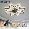 Plafonniers Nouvelle fleur LED ventilateur de plafond lampe avec télécommande vitesse réglable réglable secouant la tête plafonnier pour salon chambre Q231012