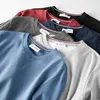 Fil teint tricoté quatre barres printemps et automne pull à col rond pour hommes et femmes marque à la mode coréenne veste de sport en pur coton