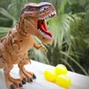 Electric/RC Animals Stora elektriska dinosaurier Toys Walking Jet Dinosaur World With Mechanical Voice Tyrannosaurus Rex Luminous Egg Children Baby Gifts 231012