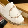 Leren belettering linnen slip-on espadrilles schoenen zolen lente flats loafers designer schoen voor casual dames