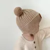 Bérets hiver bébé bonnet bonnet dessin animé ours protection de l'oreille chapeau tricoté pour tout-petits garçons filles mignon coréen chaud enfants crochet chapeaux gorros