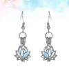 Necklace Earrings Set A Pair Of Hollow-out Lotus Shape Luminous Glow In Dark Drop Pendant For Women And Girls (Random Color)