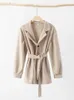 Womens Wool Blends Korean Thick Female Trench Warm Jackets Turndown Collar Long Puff Sleeve Clothes Autumn Elegant Belt Coat Women Chic Midi Top 231012