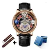 Orologi da polso PINDU Design Orologi da uomo in pelle Roulette Top Astronomical Earth Orologio al quarzo Serie Celestial Montre Homme