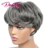 Synthetic Wigs Short Pixie Cut Wigs Natural Wave Grey Wigs With Bangs Highlight Color Brazilian Hair P1B 30 44 34 Human Hair Wigs For Women 231012