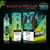 Bang King 6000 퍼프 e 담배 충전식 일회용 vape 메쉬 코일 0% 2% 3% 5% 1100mah 배터리 사전 채워진 14ml 포드 카트리지 전자 담배 펜 장치 6k