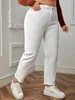 Pantaloni taglie forti da donna Jeans bianchi taglie forti per donna Taglio dritto Primavera Autunno Lunghezza intera Pantaloni a vita alta elasticizzati in denim da 100 kg 231011