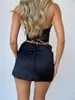 Work Dresses Wsevypo Women Black Two-Piece Vest Skirt Suits Summer Sexy Back Bandage Sling Lace Bustier Crop Camis Mini Skirts Club Party