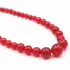 Catene di moda 6-14 mm Naturale Brasile Red pietra rotonda perle a torre catena catena di calcedony giades girocollo 18 pollici b04