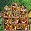 Poppenhuisaccessoires Diy Mini Home Poppenhuis met meubelverlichting Miniaturas Casa Miniatuurartikelen voor kinderen Speelgoed Verjaardagscadeaus 231012