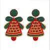 Weihnachtsbaum Hut Glocke Krücken Statement Ohrringe für Frauen Perlen handgemachte Kristall baumeln Ohrringe Frauen Weihnachtsschmuck