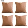 Pillow Case 4pcs Stripes Geometric Faux Leather Cushion Cover Square Home Decor