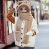 Scarves Harajuku Korean Japanese Cute Girl Gloves Cat Bear Ear Scarf Hat OnePiece Cap Winter Warm Plush Shield Birthday Gift 231012