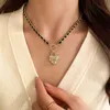 Pendant Necklaces Trendy Fine 14K Gold Plated Lucky Number 7 Heart Lock Necklace for Women Girl T shaped Buckle Chain Jewelry AAA Zirconia 231011