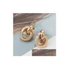 Flashbuy Gold Color Twist Alloy drop earrings for women sime geometric earringウェディングファッションジュエリートレンディなアクセサリーdhgarden otbhy