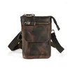 Waist Bags Leather Bag Vintage Men Multi Function Portable Outdoor Casual Split Hook Wear Belt Crossbody High Quality Pouch