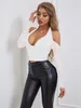 Kvinnors T-skjortor Ingryy Elegant Sexy Crop Top 2023 Summer Se genom V-Neck Mesh Off Shoulder Female Club Party Tee Mujer