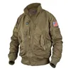 Herrjackor män Taktisk militär stor fickpilot Baseball Air Force Coat Armegreen Bomber Jacket Standcollar Motorcykel Outwear 231011