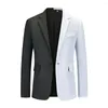 Men's Suits Men Lightweight Suit Coat Flap Pockets Slim Fit Lapel With Patchwork Contrast Color Long Sleeve For