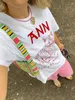 Женская футболка с рисунком животных и буквами, женские футболки с круглым вырезом и коротким рукавом, хлопковые женские футболки высокого качества, элегантный винтажный женский топ 231011