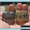 Cluster Rings Cluster Rings 2Pcs 2003 2007 Lsu Tigers National Ship Ring Set Souvenir Fan Men Gift Whole Drop 225H Delivery Jewelry Je Dhnpn