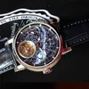 Relógio de luxo homem céu relógios de pulso lua automático super turbilhão moda fase luminosa couro