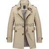 Trench da uomo 2023 New Mens Business Jacket Moda Autunno Uomo Lungo cotone Giacca a vento Giacche Cappotto Maschile Casual Trench invernale Outwear Coat J231012