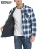 Men's Jackets TACVASEN Winter Plaid Cotton Jackets Mens Long Sleeve Quilted Lined Flannel Shirt Jacket Multi-Pockets Outwear Hiking Coats Tops 231011