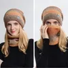 Szaliki damskie zimowe twopiety dzianinowe czapki gradientowe czapka kolorowa z zagęszczonym ciepłym ochroną ucha szalik zimny dowód 2024 231012
