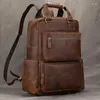 Sırt çantası gerçek deri erkekler dizüstü bilgisayar çantası vintage inek okulu çantası yüksek kapasiteli bilgisayar hırsızlığı önleme gündüzü adam