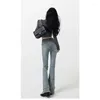 Dżinsy damskie 2023 Niebieska wysoka talia Kobiety amerykańska moda starych streetwearu szeroka noga dżinsowa spodnie wszechstronne proste flare spodnie