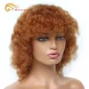 Syntetiska peruker Korta mänskliga hår peruker för kvinnor Deep Wave Brasilian Hair Wigs With Bangs Glueless Full Machine Wig Remy Human Hair 231012