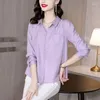 Women's Blouses Fashion Female Elegant Soft Thin Khaki Turn Down Collar Casual Shirt Office Ladies Blouse Spring For Women B226