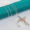 Pendentif Colliers Doteffil 925 Sterling Silver Gold Cross Collier 18 30 pouces Chaîne pour femme Homme Mode Mariage Engagement Party Bijoux 231011