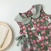 Meisjesjurken Babany 0-6 jaar Baby Baby Meisjes Tulpenboog Mouwloze kleding van ontwerper Born Cotton Yarn Dress