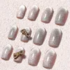 Faux ongles Ballerina Nail Tips Demi-couverture Clear NailArt Cat Eye Main Portant une pièce de manucure avec un patch en diamant Stamper