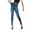 Leggings Femmes Femmes Sexy Imitation Jean Skinny Jeggings Pantalon Plus Taille Bas Mode Classique Extensible Slim