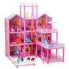 Accessoires de maison de poupée 3D princesse grande Villa fait à la main bricolage manuel Montessori maisons de poupée assemblées enfants cadeaux Puzzle semblant jouets 231012