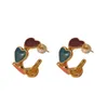 Hoop Earrings French Vintage Colorful Love Dropping Oil With High Quality Simple And Fashionable Light Luxury For Women