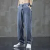 Jeans da uomo Lyocell Estate Sottile Etichetta di moda Tubo dritto Taglio ampio Gamba larga Pantaloni lunghi casual morbidi da uomo