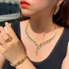 Wedding Jewelry Sets CWWZircons Heavy Stone Work Colorful Cubic Zirconia Luxury 4pcs Set for Brides African Indian Gold Plated T653 231012