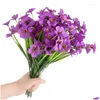 Decorative Flowers 33Cm Artificial Violets Table Window Outdoor Fake Simation Porch Valentines Day Wedding Decoration Dhe3O